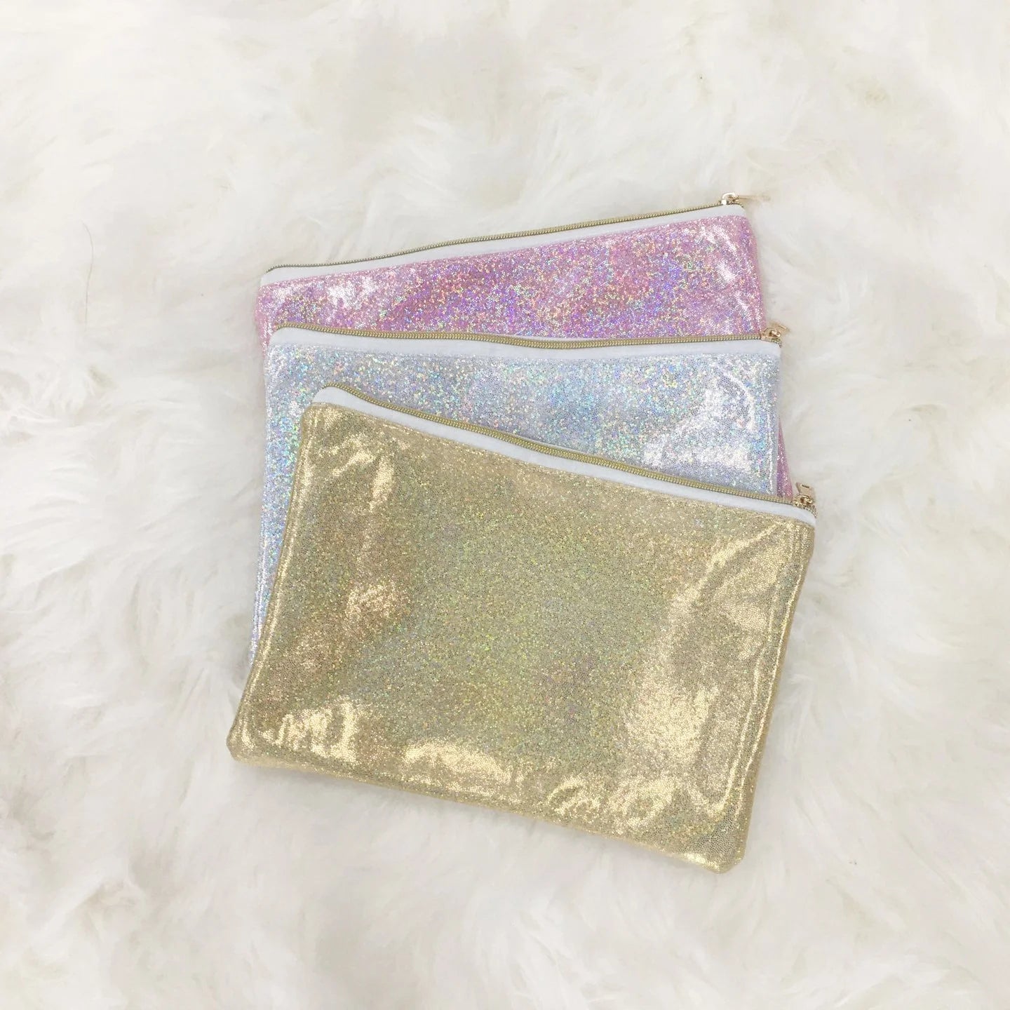 DIY Glitter Girl's Makeup Brush Storage Bag Personalized Sublimation Cosmetic Bag