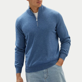 Custom Logo Casual Knit Pullover Turtleneck Sweaters With Half Zipper Sweater Men