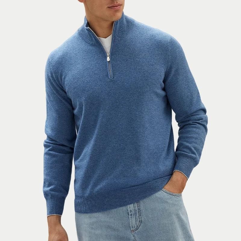 Custom Logo Casual Knit Pullover Turtleneck Sweaters With Half Zipper Sweater Men