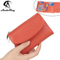 AndoBag Short Wallets for Women Genuine Cow Leather Fashion Coin Purse New Soft Cowhide Wallet Card Holder 1556
