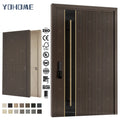 USA Standard Modern Grooving Design 30 x 80 Pivot Door Black Walnut Pivot Door Solid Core Wooden Front Entry Doors