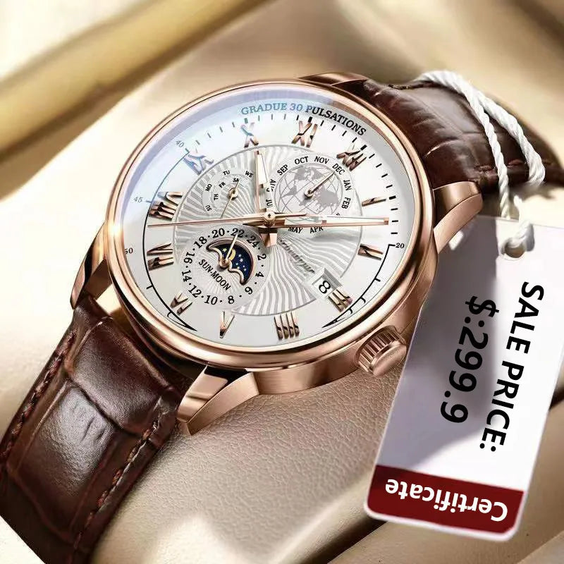 Poedagar Top  Brand  Sport  Fashion Quartz Watches  Waterproof Luminous Date Men Wristwatch Casual Leather  Watch for Men Clock