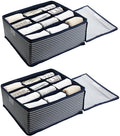 16Cell Foldable Fabric Underwear Drawer Organizer Storage Box Bin Reusable With Dust Proof Lid