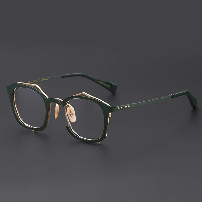 Limited Edition Japanese Designer High-End Pure Titanium Irregular Square Shape Optical Glasses Frame