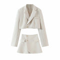 OEM Wholesale 2-Piece Women's Tuxedo Jacket Coat Short Blazer Solid Streetwear for Office Ladies Street Style Knee Skirt Suits