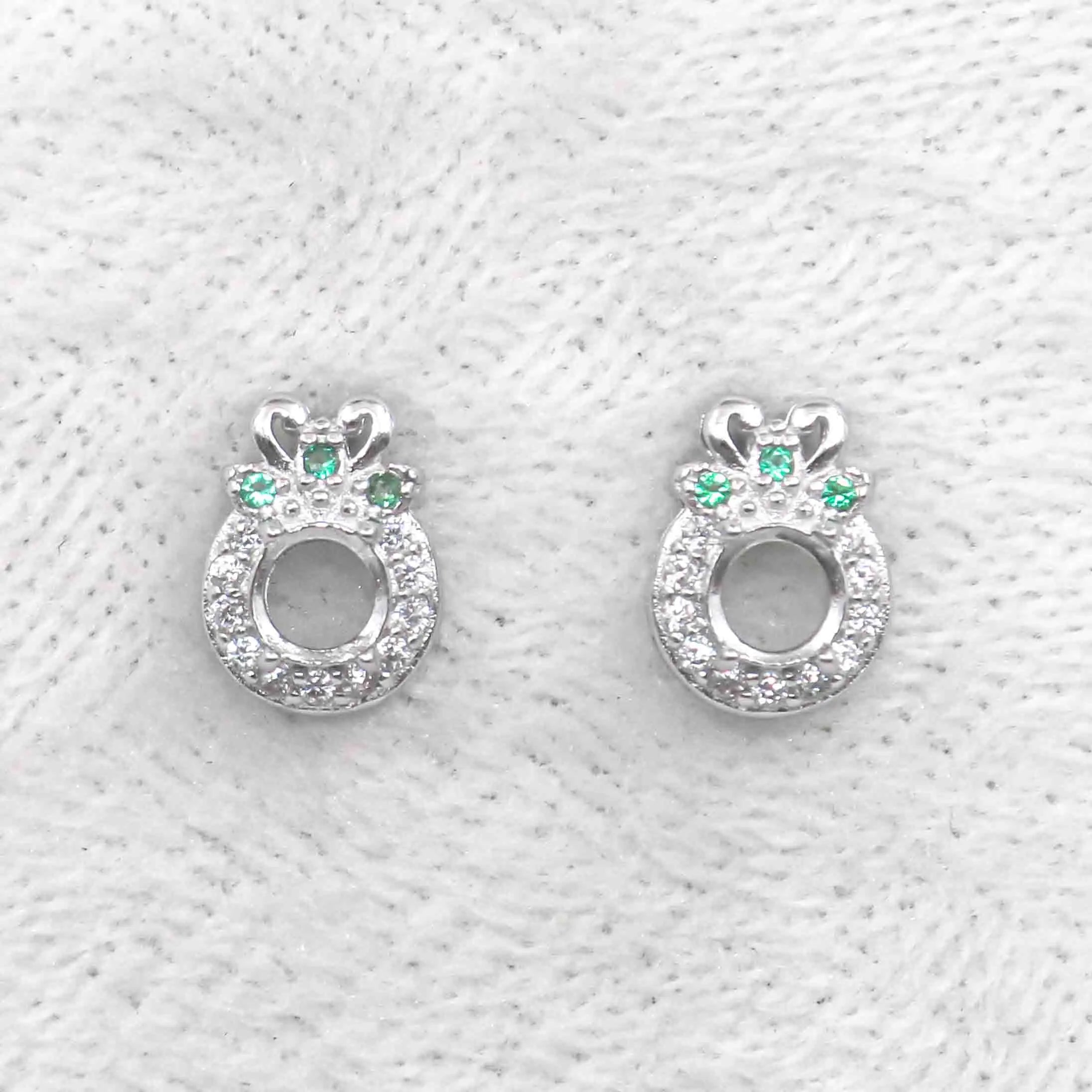 Sterling Silver 4*4mm Semi Mount Stud Earrings Empty Support Blank Claws Setting S925 Base Without Center Stone for DIY Inlay
