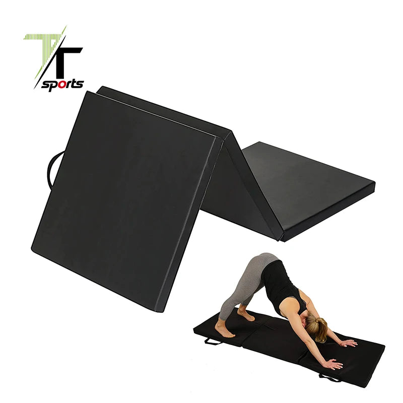 TTSPORTS Tri-Fold Gym Folding Thick Exercise Aerobics Mats With Carrying Handles for Martial Arts Gymnastics Stretching
