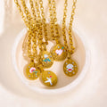 Hand Painted Floral Heart Pendant Necklace Luxury Trendy Floral Love Design Stainless Steel Link Chain for Anniversaries