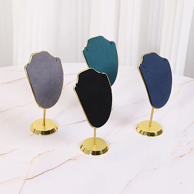 Jinsky Metal Jewelry Stands Mini Bust Shape Pendant Display Gold Metal Base Necklace Display Different Colors