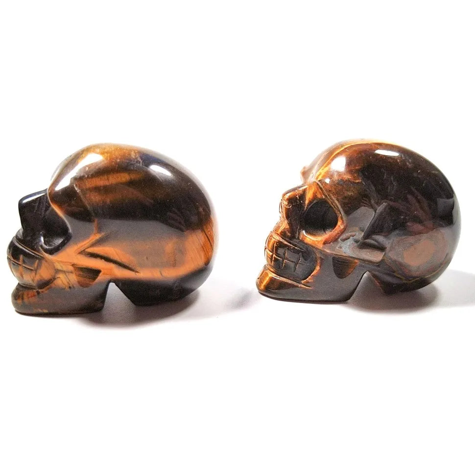 Huiying Cheap Price 2 Inch Hand Carving Natural Paperweight Yellow tiger Eye Skulls Stone Crafts
