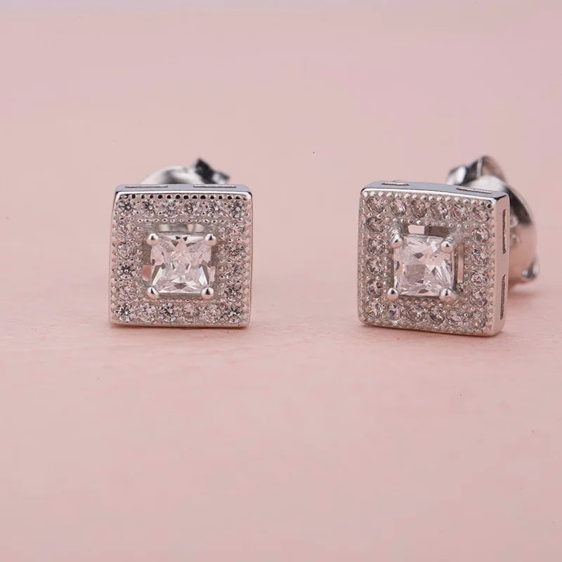 Shiny 925 Silver Jewelry Whites square Earrings Wholesale