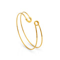Chris April Fashion Jewelry 316L Stainless Steel PVD Gold Plated Safty Pin Flexible Adjustable Cuff Bracelet