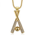 Wholesale Stainless Steel Jewelry Full Diamond Baseball Bat Necklace