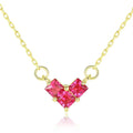 Fashion Jewelry 18K Gold Plated 925 Sterling Silver Love Heart Red Gemstone Pendant Necklace for Women Girls Valentines Day Gift