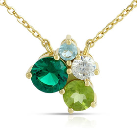 Chroma Bloom Collection Fine Multi Color Emerald Peridot Pear Flower Butterfly Necklace for Wedding Party