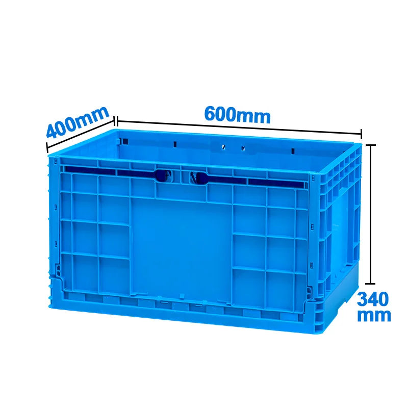 LEADLOONG Foldable Plastic Crates 600*400*220MM Solid Box Eco-friendly Stackable Storage Turnover Container 40-60KG Capacity