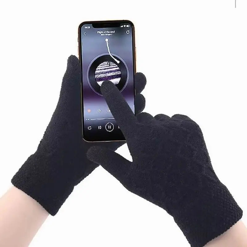 Custom logo  Winter Warm Touch Screen Gloves Thermal Cable Knit Glove for Cold Weather