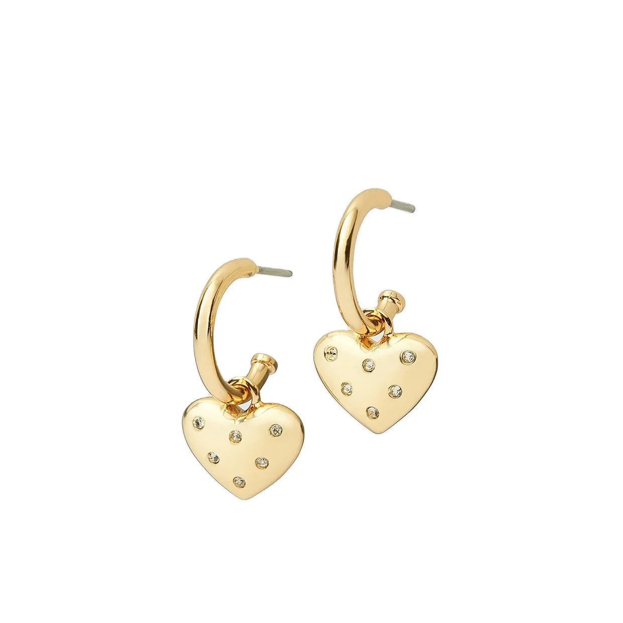 Wholesale Brass 18K Gold Plated Heart Hoop Earring With CZ Charms Hypoallergenic Dangle Gift for Women