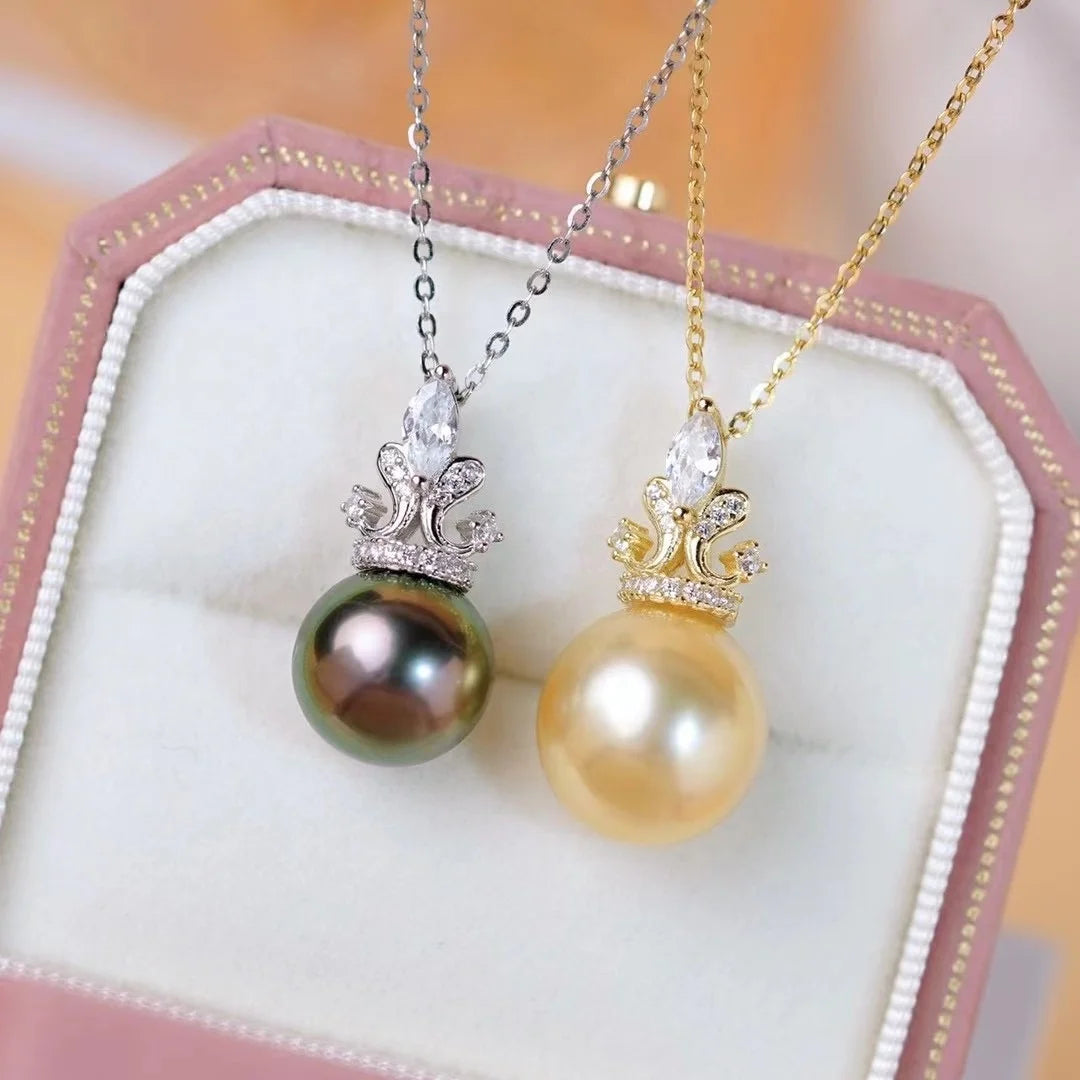P1644 11-12mm DIY Natural  Freshwater Pearl Charm Pendant Necklace Accessory 925 Sterling Silver Jewelry for Women Without Chain