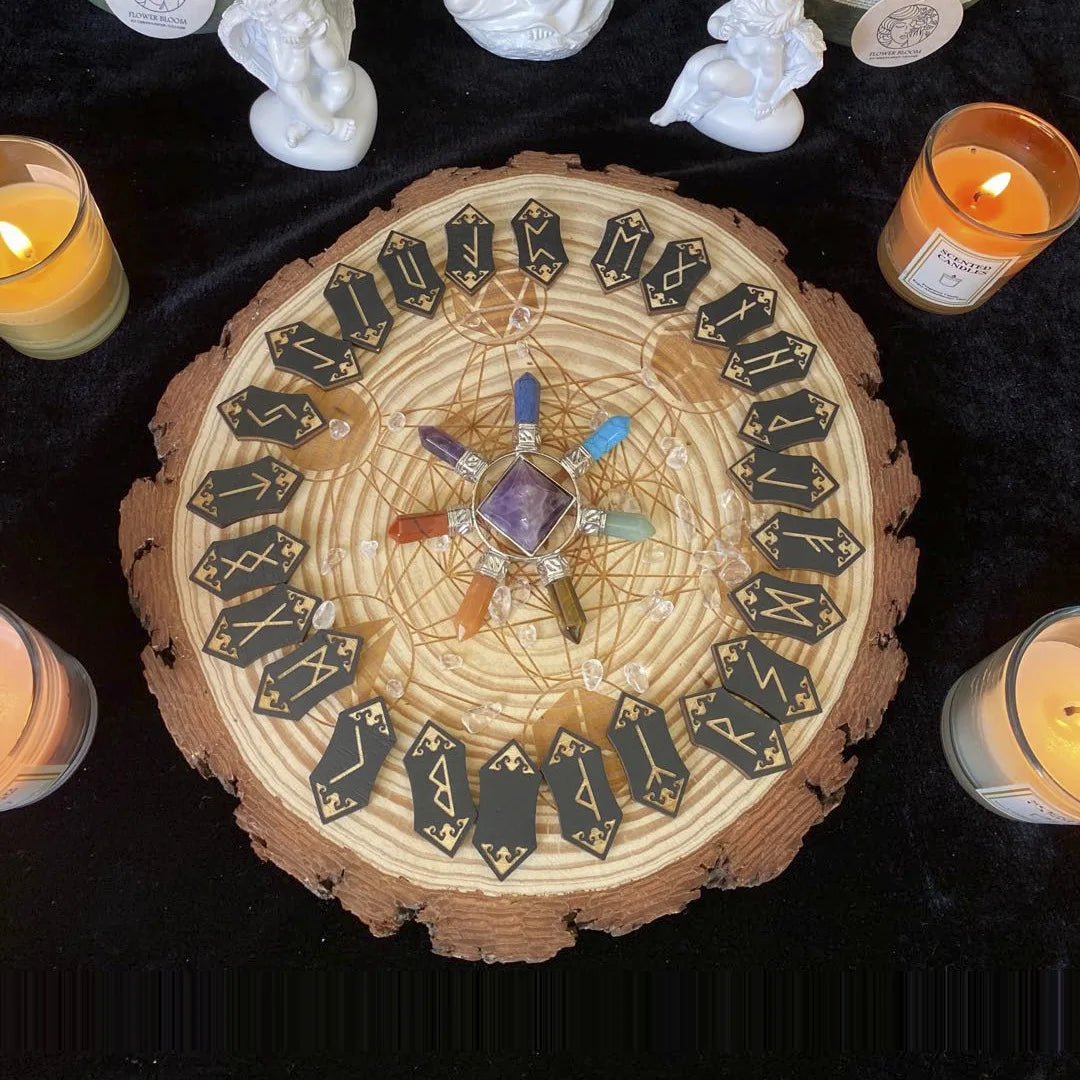 New New Woodcut Rune Set Western Occult Scepter Ritual Items Divination Ouiree Game Items Family Party Board Game