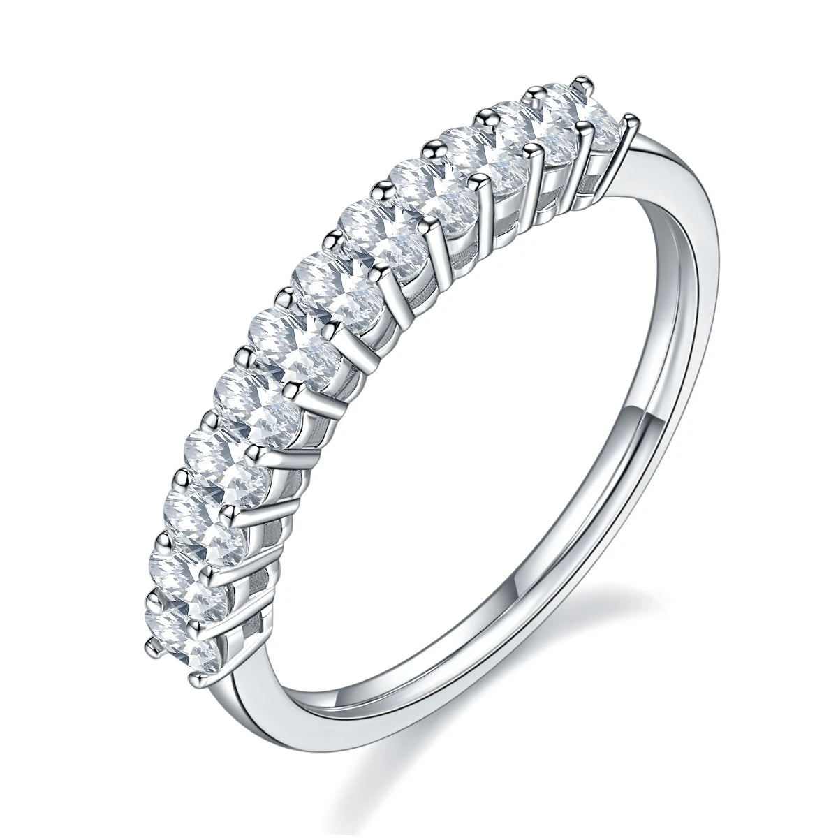 M92B Abiding Shield Long Lasting 18K White Gold Plating Jewelry Oval Moissanite Diamond Silver GRA Certified Moissanite Rings