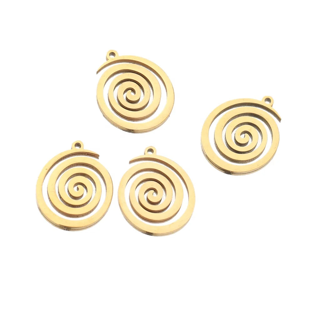 5Pcs Stainless Steel Spiral Mosquito Repellent Type Charms Pendants for Jewelry Findings DIY Necklace Materials Earrings Making