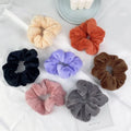 Autumn and Winter Black Fluffy Hair Ties Microfiber Terry Towel Fuzzy Fur Scrunchies for Girls with Sweet Style
