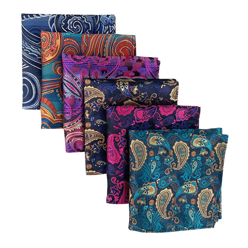 2023 Men's Handkerchief square Polyester Fashion Paisley Big Flower Suit Pocket Towel