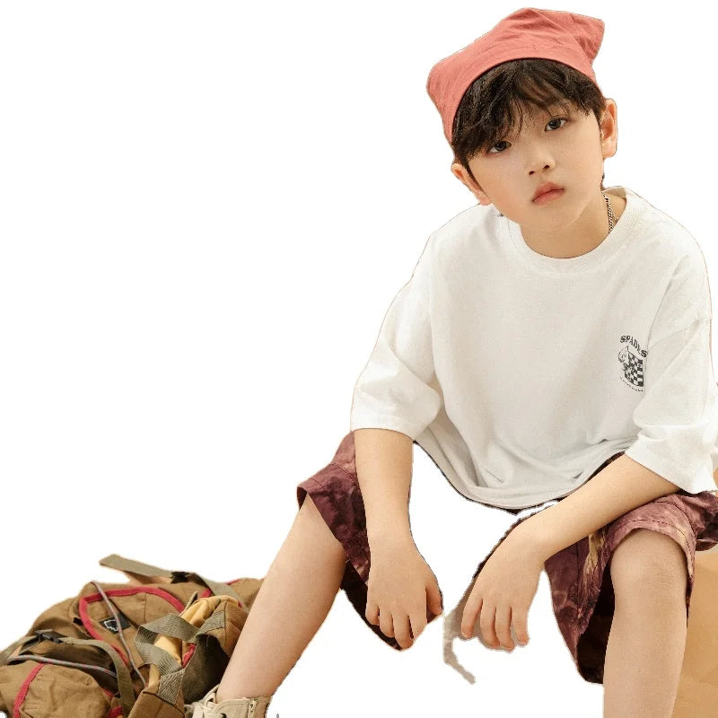 Wholesale Blank Plain Summer Custom Cotton Oversized Kids Children Boys Girls Clothes Wear T-Shirt for Kids Boys Children Girl
