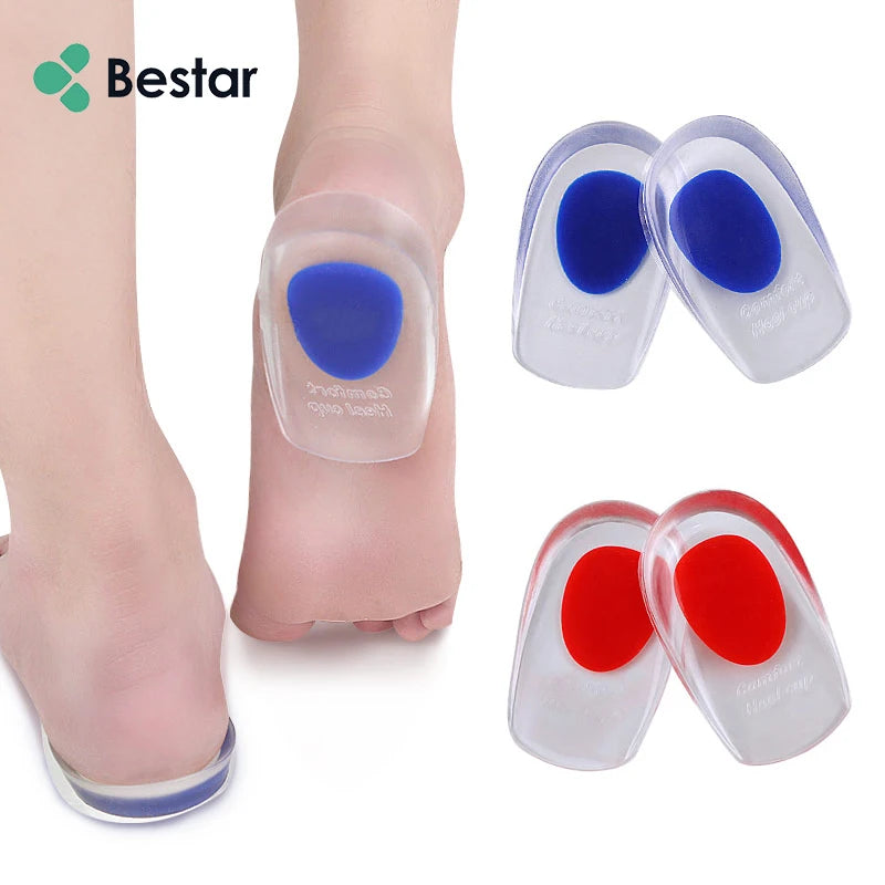 Bestar Silicone Heel Pads Relief Heel Pain Height Increase Insole Non Slip Silicone Cushion