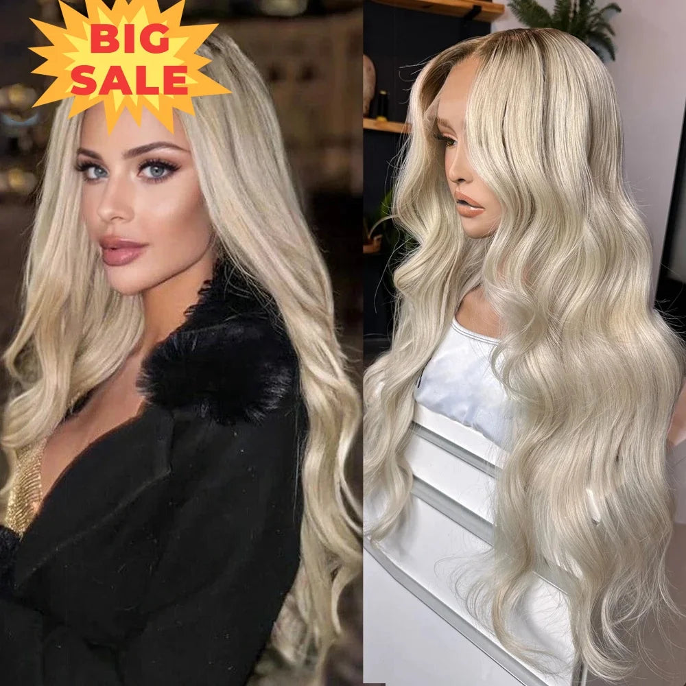 Wholesale Best Quality 14A Ombre Platinum Blonde Virgin Russian Cuticle Aligned Hair Glueless 13x6 Lace Front Wigs for White