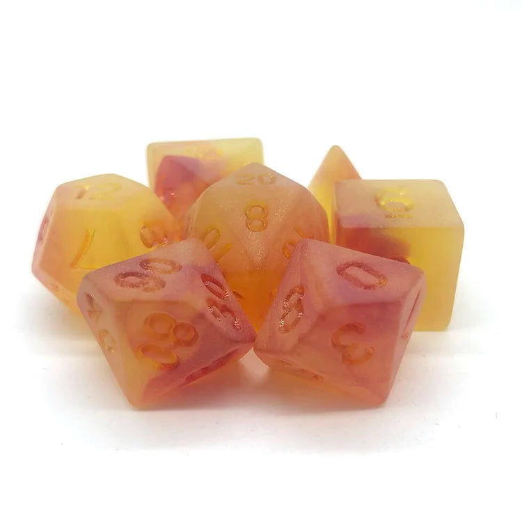 Wholesale Polyhedral Acrylic Frosting Dice Set Gold & Yellow Made of Plastic