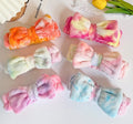 Wholesale  Flannel Bow Custom Tie dye Spa Headband Cute Plush Gradient Face Wash Makeup Spa Head Band