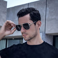 Men's Fashion Double Bridge Metal Shades UV400 Protection Square Driving Sun Glasses Classic Flat Top Retro Pilot Sunglasses
