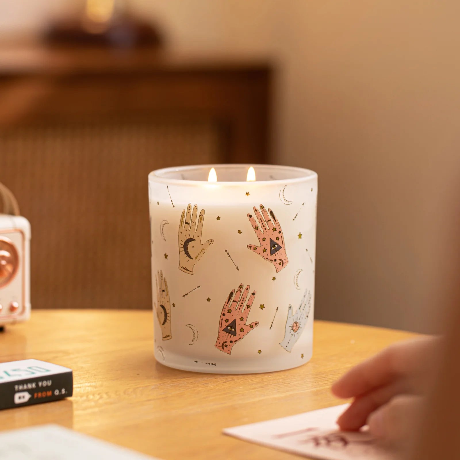 Novelty Design Wholesale Personalized Evil Eyes Candle Decal Printing Home Decor Glass Jar Soy Wax Scented Candles