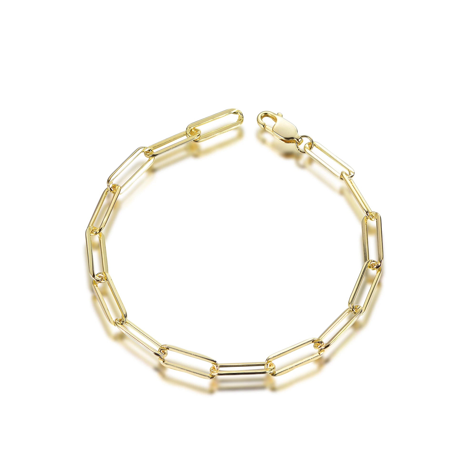 Kirin Custom DIY Charms 18K Gold Plating 925 Sterling Silver Bracelets Stone Women Chunky Paper Clip Chain Bracelets