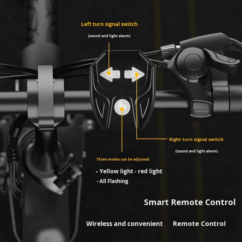 New USB Rechargeable ABS Material Five Modes Bicycle Tail Light Wireless Remote Control Trike Turn Signal Detachable Accessories
