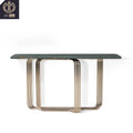 High End Dark Green Narrow Villa Living Room Entryway Console Table Luxury Marble Metal Modern
