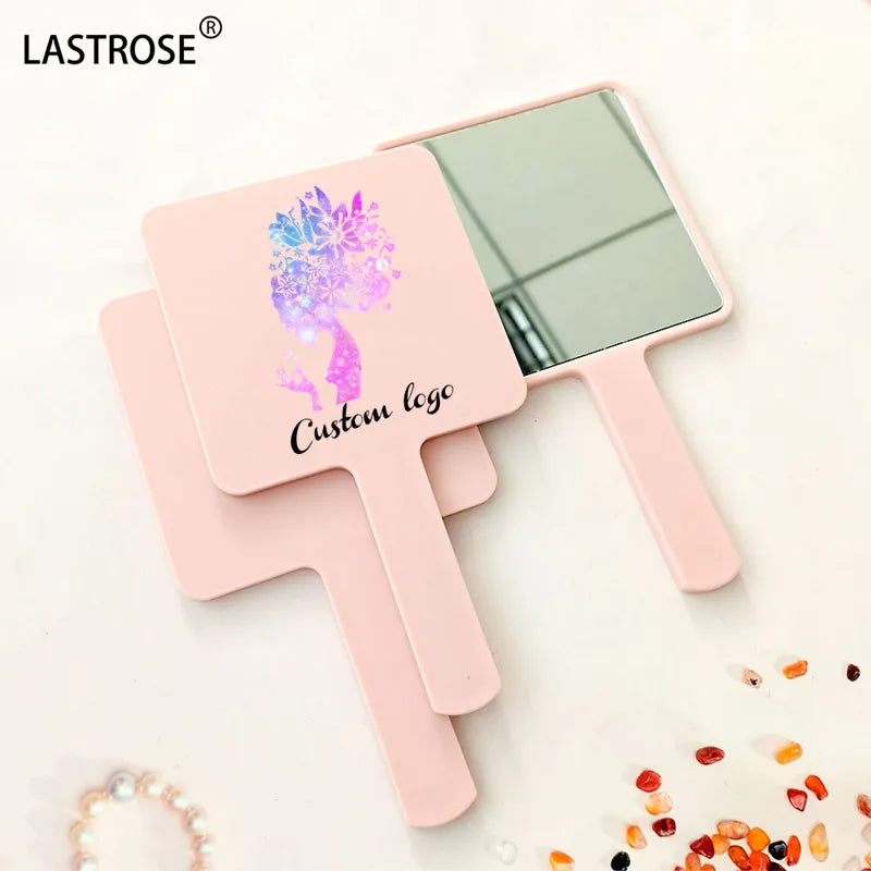 Wholesale Makeup Mirror Print logo square Shapes Cosmetic pink Hand Mirrors Makeup Pocket Mirror for Promotional