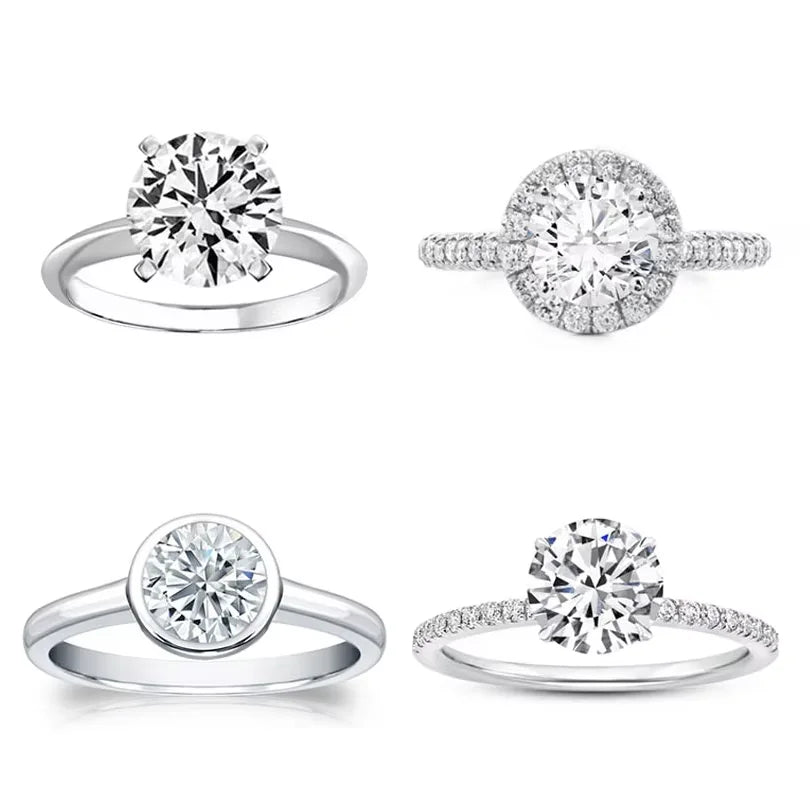 Starsgem Mossanite Diamond Engagement Rings Woman 9K 10K 14K 18K  White Gold Jeweler 1ct Round Moissanite Ring