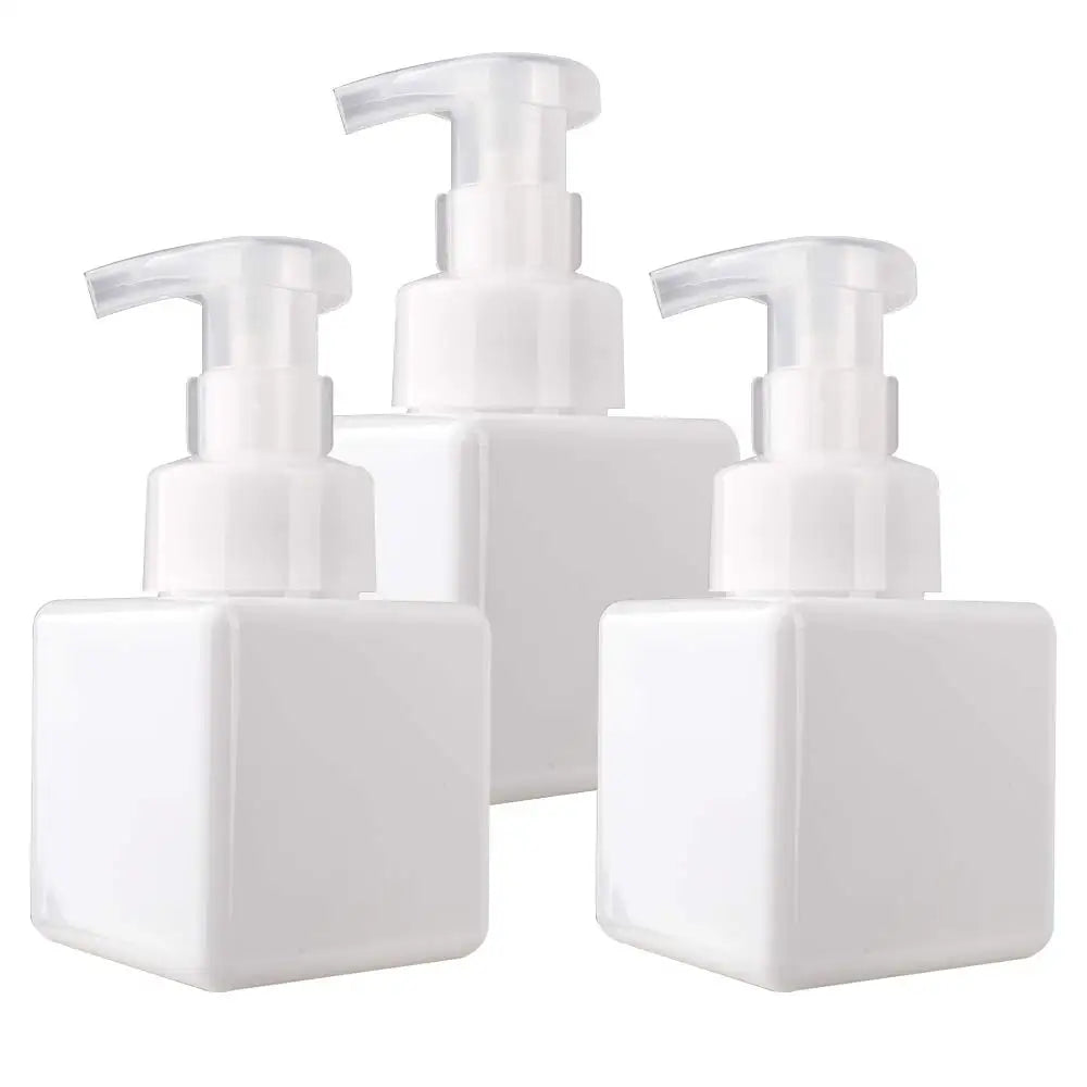 250ML Refillable Square PETG Plastic Dispensers Empty Shampoo Foaming Soap Lotion Pump Bottles with Screw Cap MOQ 100pcs