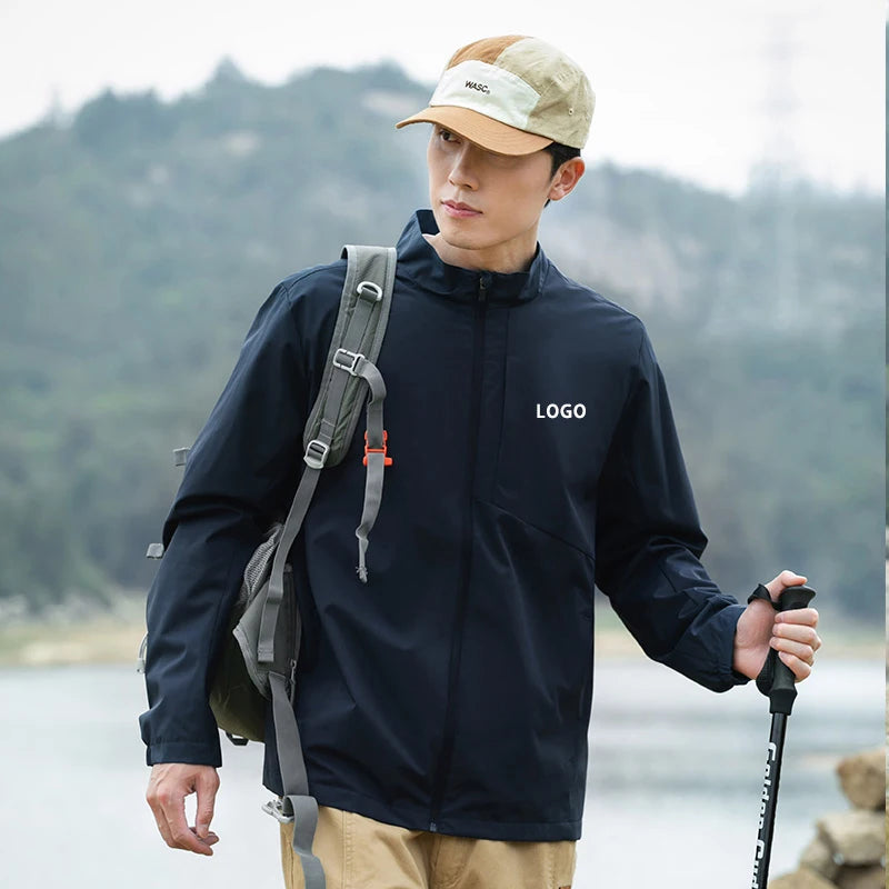 Premium Custom Men's Softshell Windbreaker Stand Collar Winter Ascender Jacket for Outdoor Sports & Running Plus Size Front-Zip