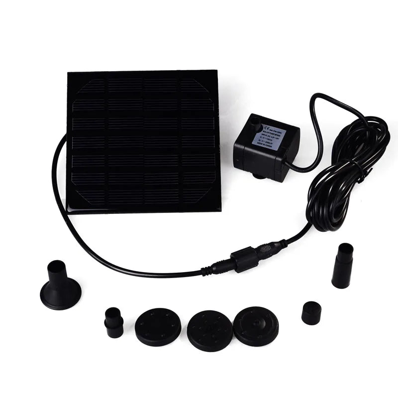 Eco-friendly  Small Solar Water Pump Submersible Bird Bath Fountain Kit with Different Nozzles for Outdoor Pond Garden or Pool