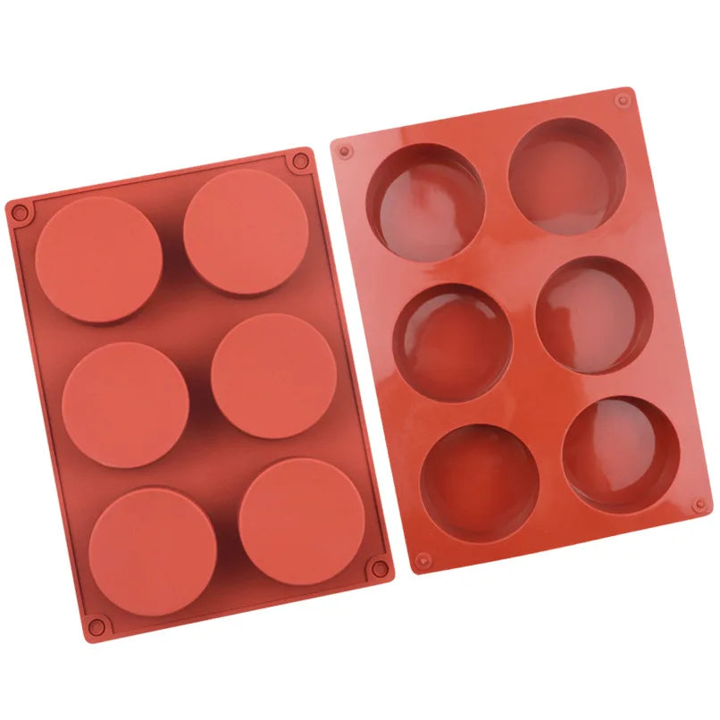 6 Cavity 5.7CM Silicone Cylindrical Soap Mold Round Ice Cube Tray Chocolate Silicone Cake Mold DIY Handmade Soap Mold MegaBDM