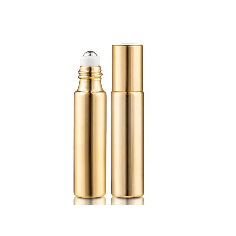 Luxury UV 5ml 10ml Electroplating Gold Silver Black Light-proof Essential Oil Glass Roll on Bottle