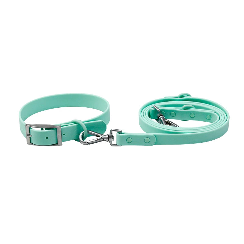 Hot Sale Mint Green PVC Waterproof Dog Leash and Collar Set Durable Washable Dog Lead Stocked in Factory
