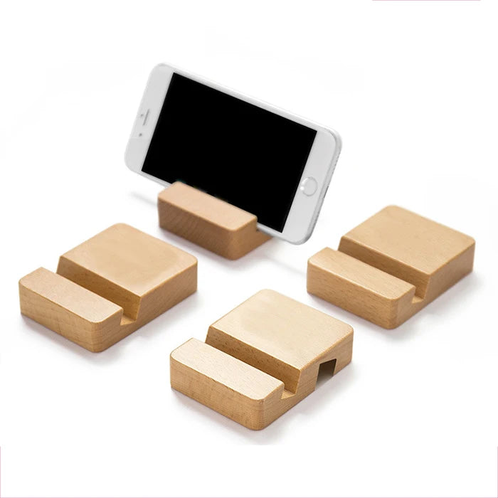Natural Wooden Cell Phone Tablet Phone Holder Custom Laser Engrave Print Logo