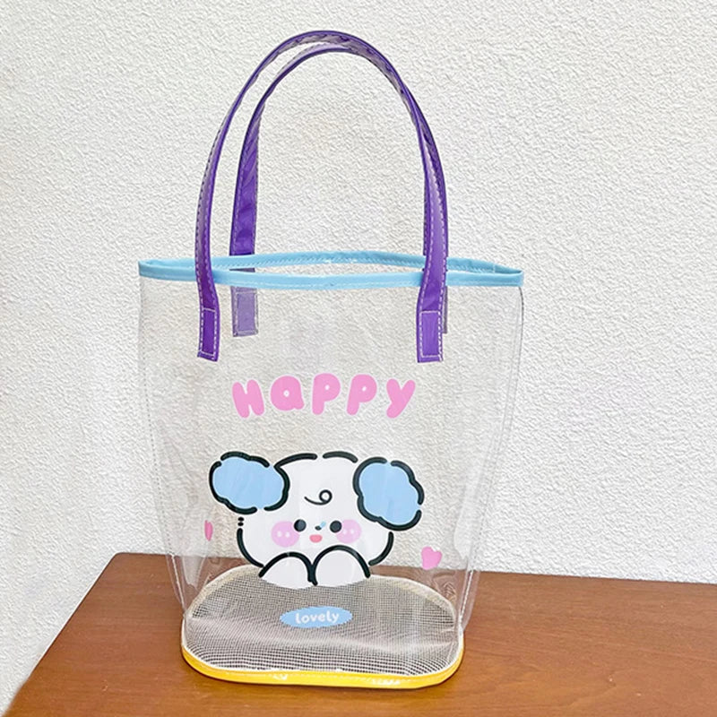 Custom PVC Transparent Handbags Ladies Beach Clear Shoulder Bags for Women Jelly Tote Bags