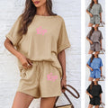 2026 Custom LOGO Summer Women Two Piece Sets Loose Casual Solid Color Shirts and Shorts Sports Set Women Clothing