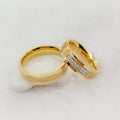 Designer 2pcs Matching Lovers Rings Sets Wedding Engagement 18K Gold Plated Stainless Steel Jewelry for Bride Groom Perfect Gift